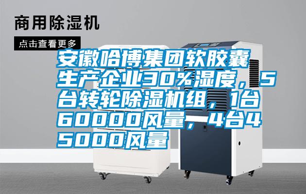 安徽哈博集團軟膠囊生產企業30%濕度，5臺轉輪除濕機組，1臺60000風量，4臺45000風量